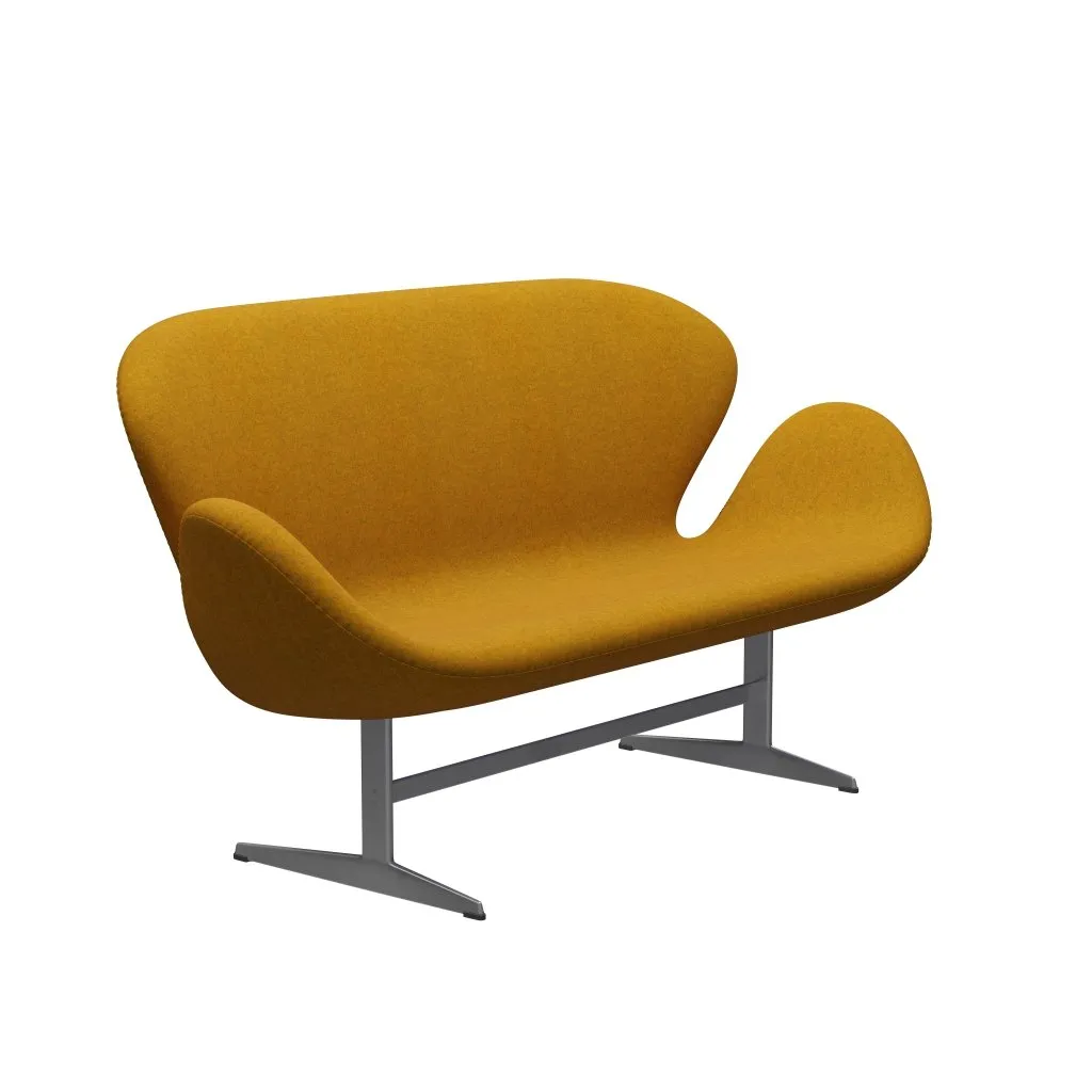 Fritz Hansen Swan™ Sofa 2 Seater, Silver Grey/Divina Melange Ochre Yellow
