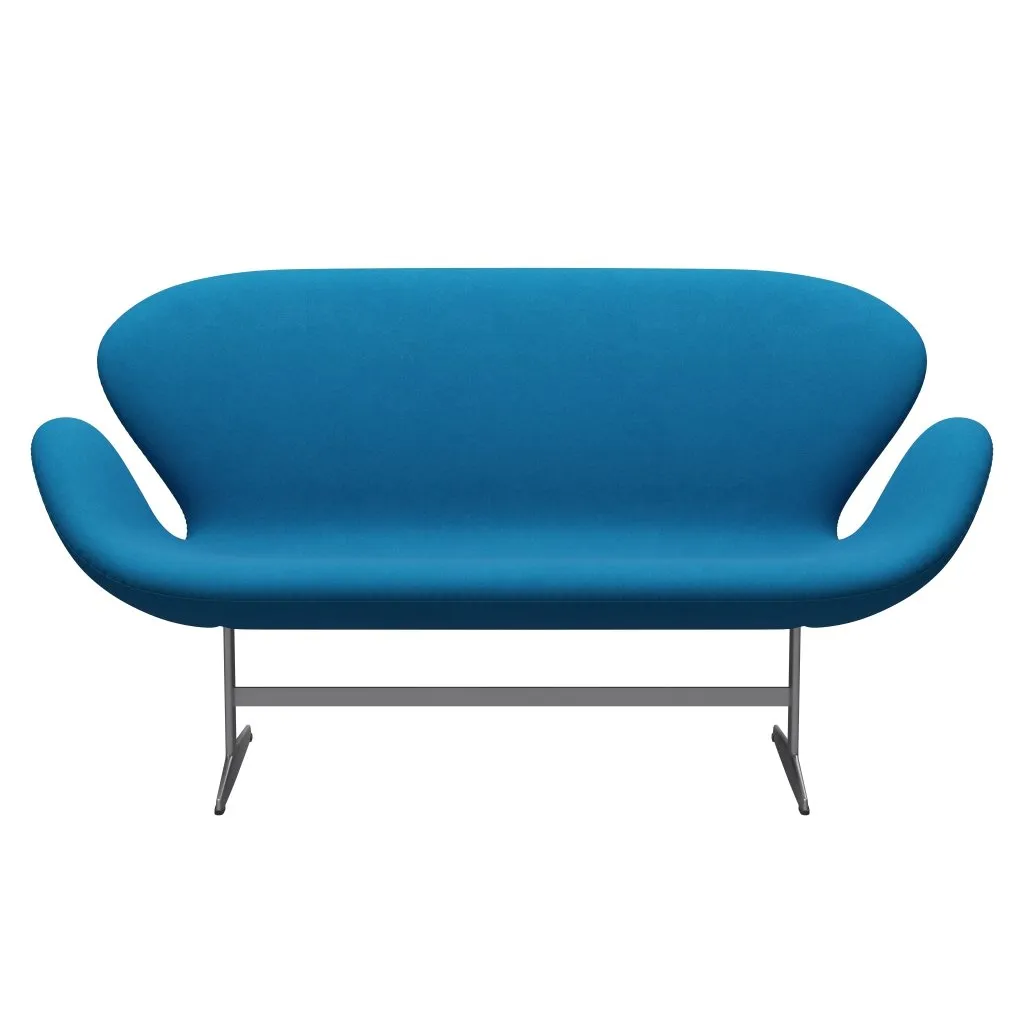 Fritz Hansen Swan™ Sofa 2 Seater, Silver Grey/Divina Turquoise