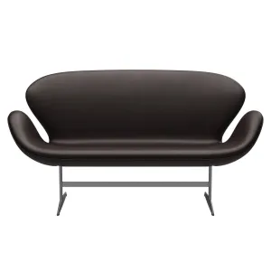 Fritz Hansen Swan™ Sofa 2 Seater, Silver Grey/Grace Dark Brown