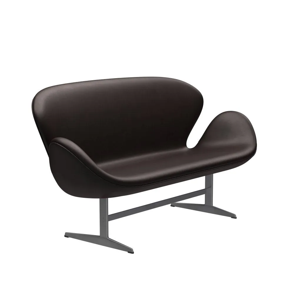 Fritz Hansen Swan™ Sofa 2 Seater, Silver Grey/Grace Dark Brown