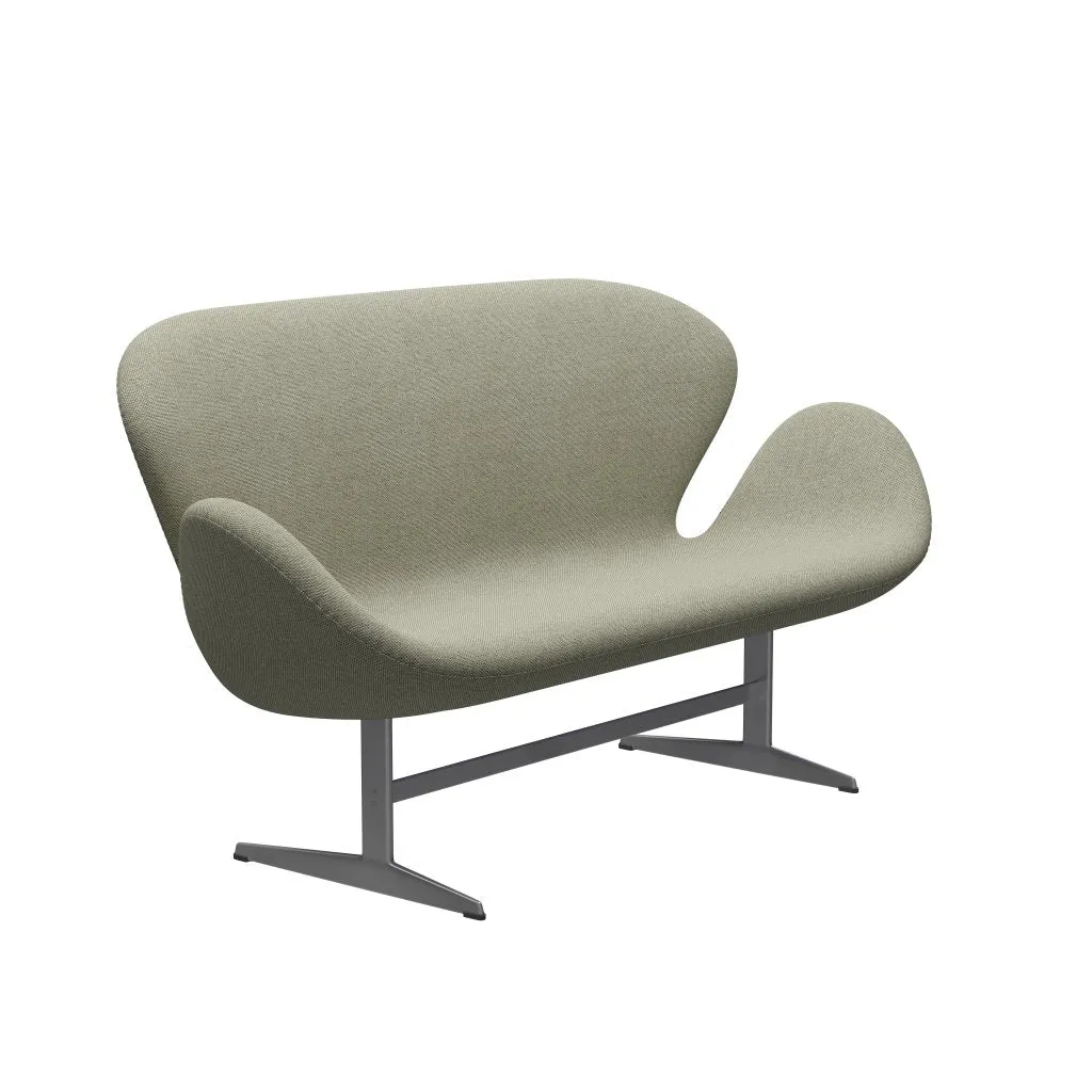 Fritz Hansen Swan™ Sofa 2 Seater, Silver Grey/Re Wool Lime Green/Natural