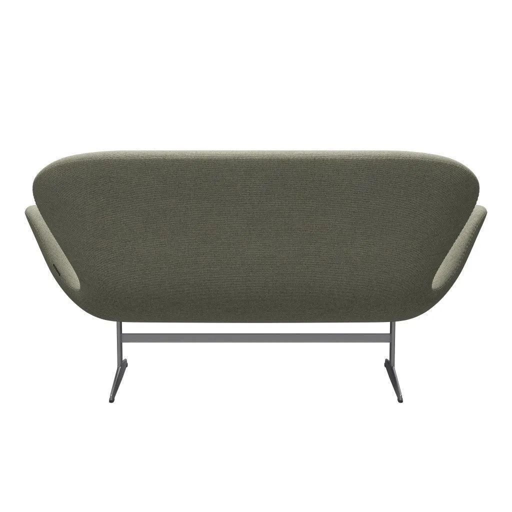 Fritz Hansen Swan™ Sofa 2 Seater, Silver Grey/Re Wool Lime Green/Natural