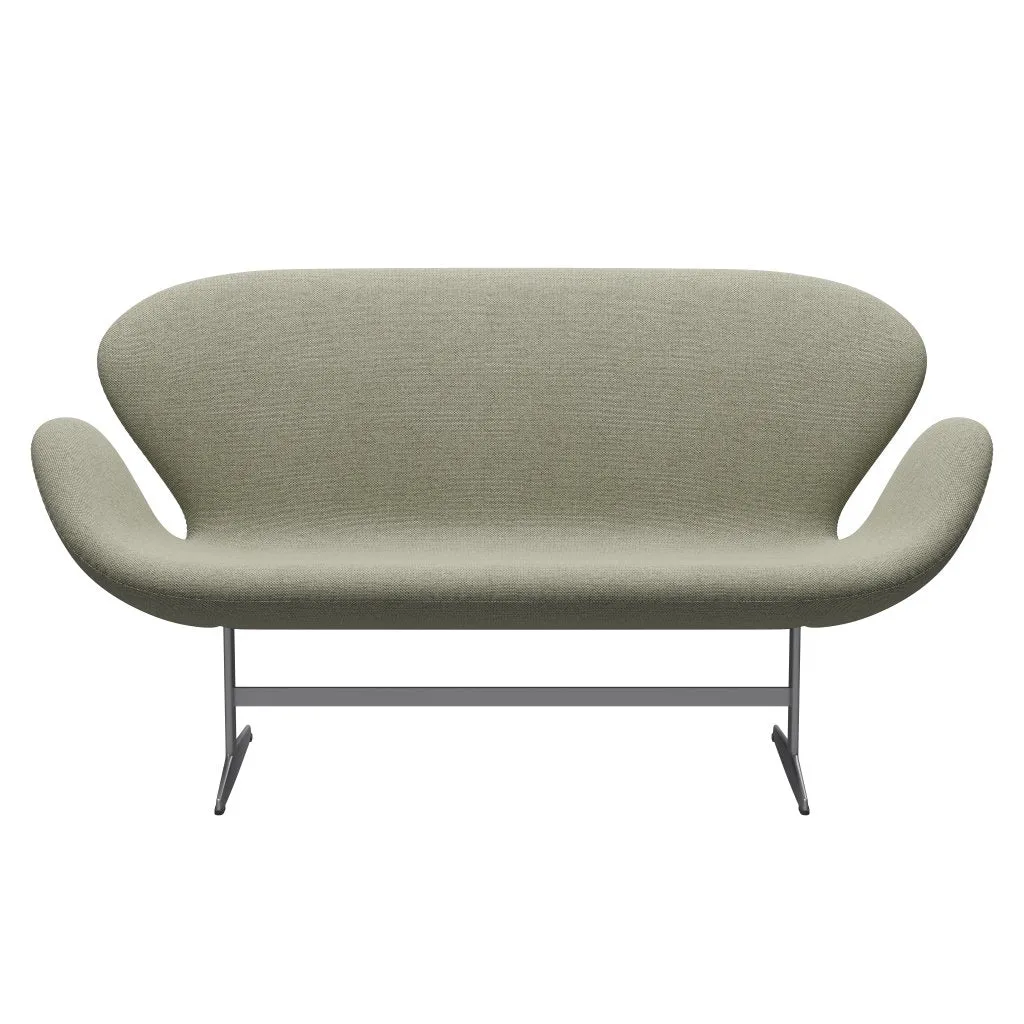 Fritz Hansen Swan™ Sofa 2 Seater, Silver Grey/Re Wool Lime Green/Natural