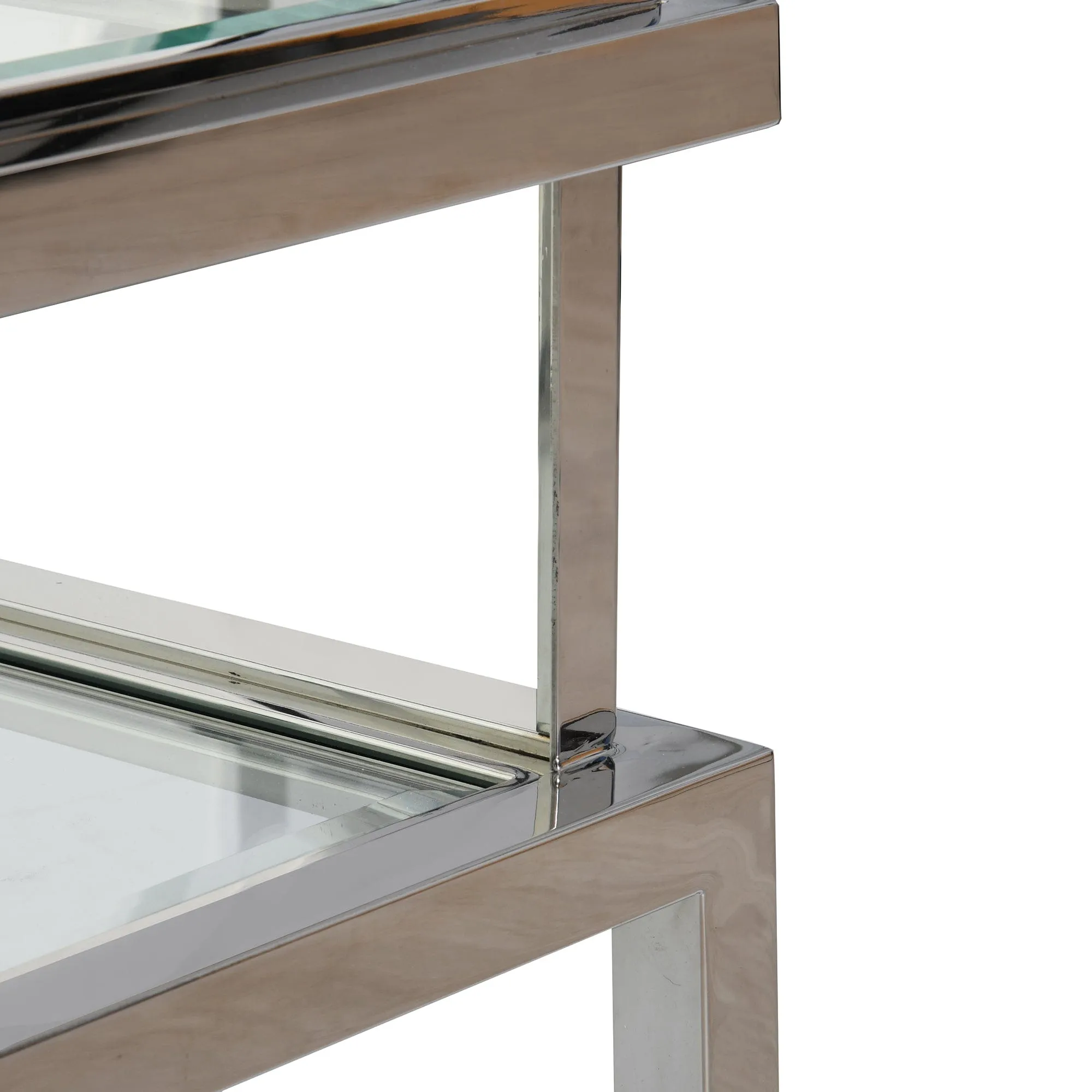Grant - Coffee Table In Clear Glass & Silver Stainless Steel