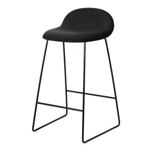 Gubi 3D Counter Stool - Front Upholstered - Black Sledge Base