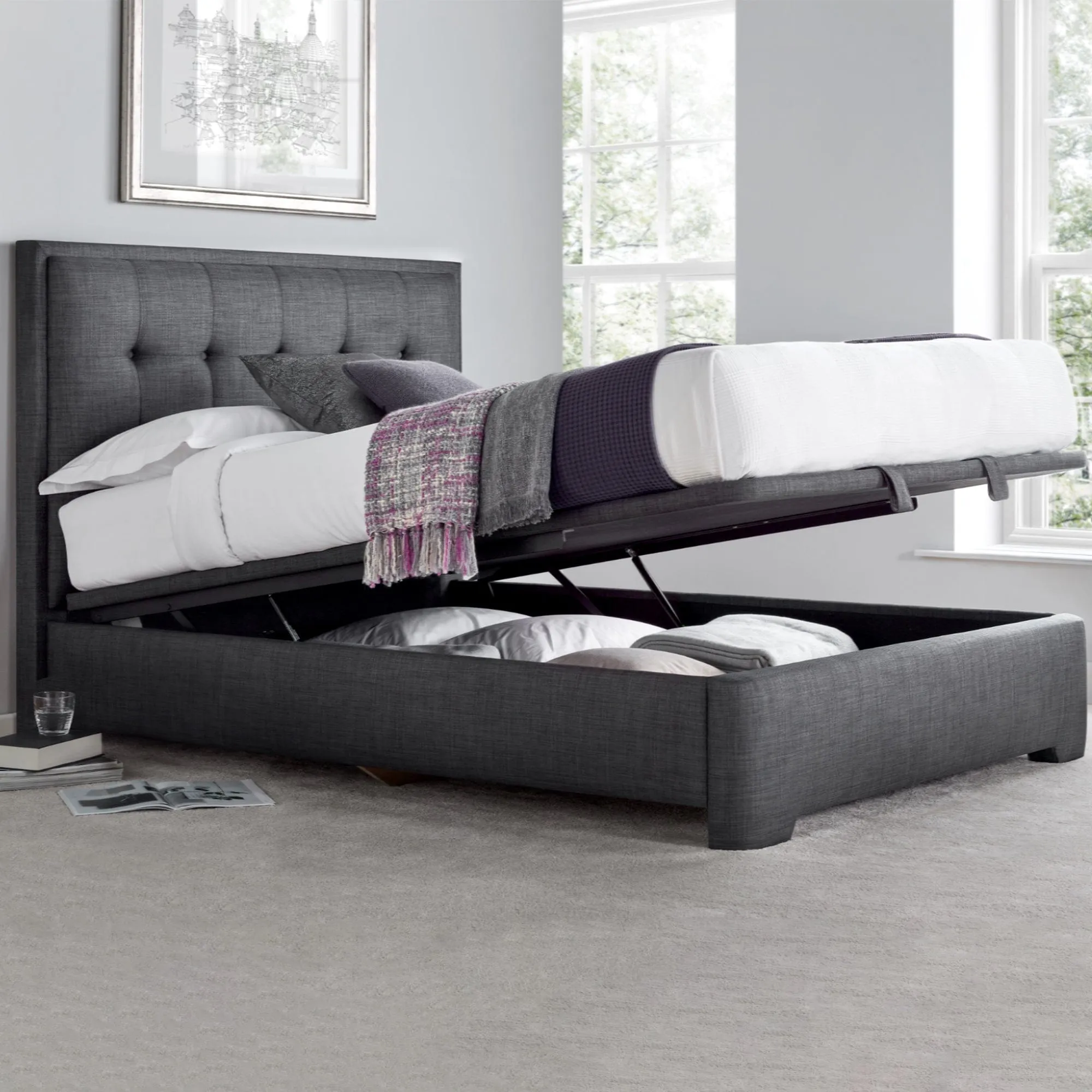 Heidi - Ottoman Bed Frame In Pendle Slate