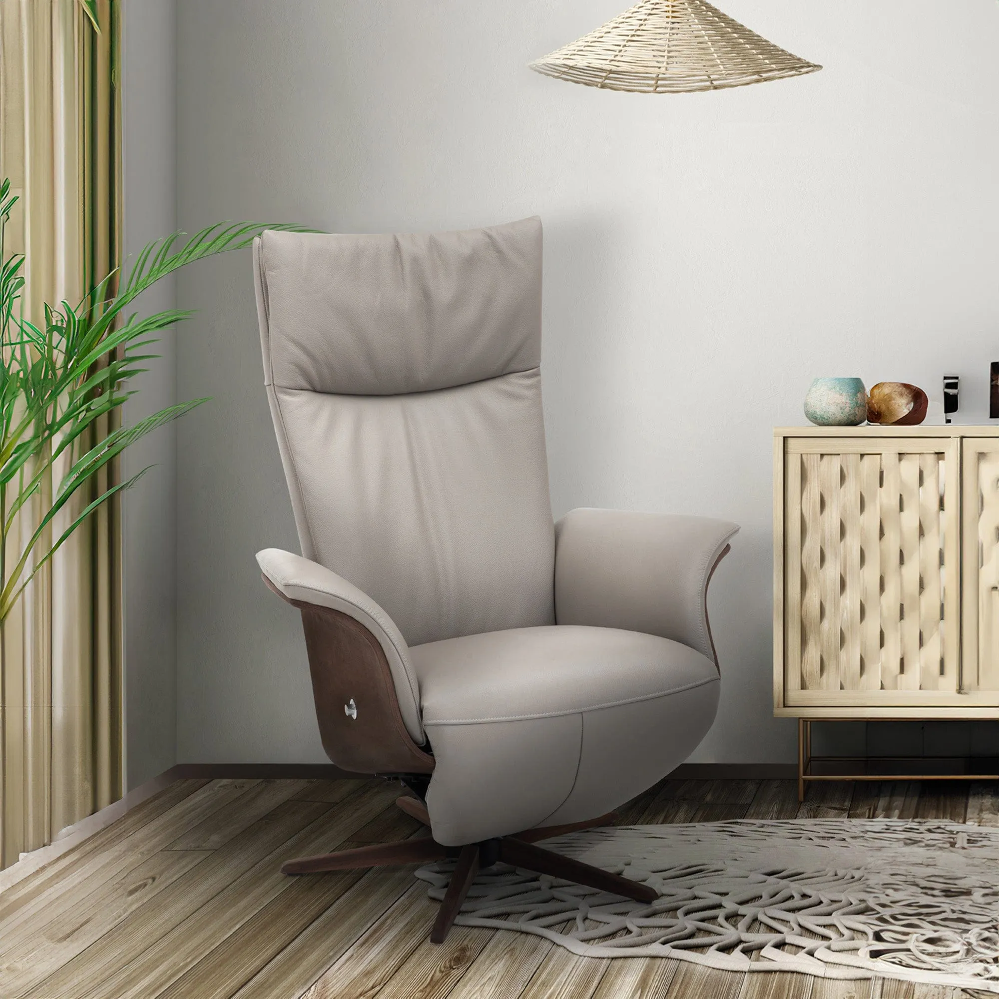 Helsinki - Swivel Power Recliner Chair In Semi Aniline Leather