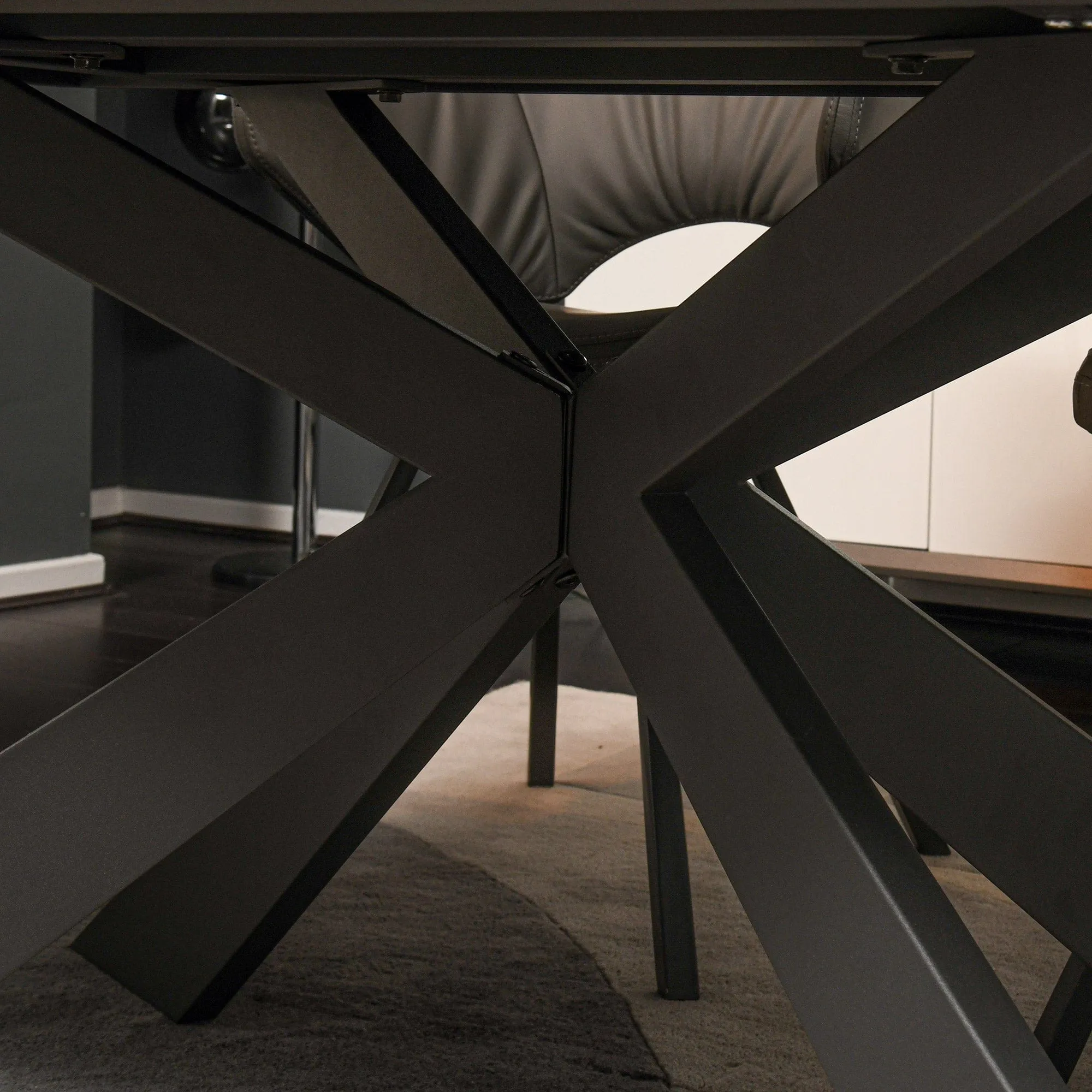 Imperia - 160cm Extending Dining Table In Dark Grey Ceramic