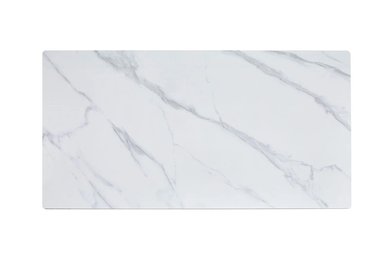 Kalani 47" Coffee Table - White Sintered Stone & Black Metal