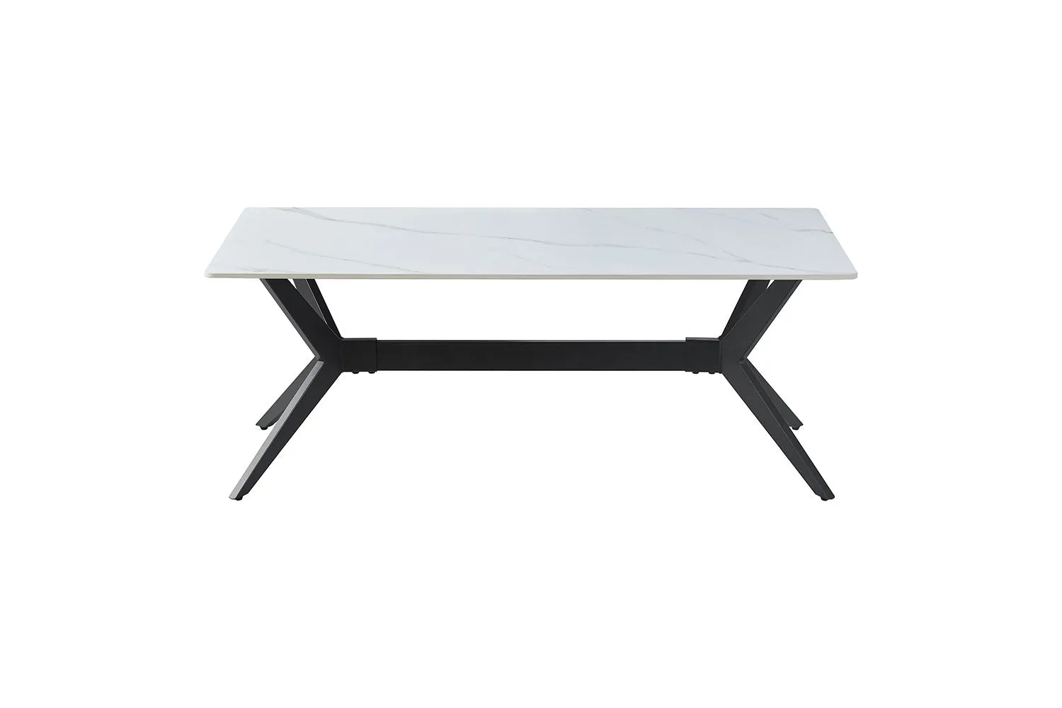 Kalani 47" Coffee Table - White Sintered Stone & Black Metal