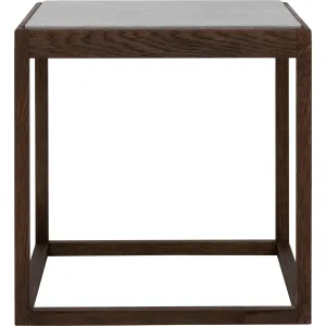 Klassik Studio Kø Cube Side Table Black Smoked Oak, Light Grey Marble