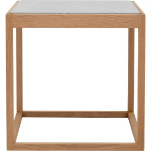 Klassik Studio Kø Cube Side Table Oak Soaped, Light Grey Marble