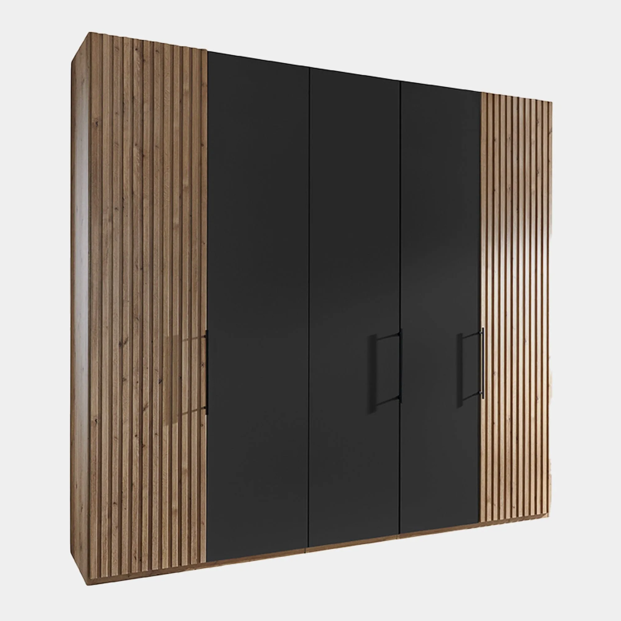 Lakewood - Hinged Wardrobe In Bianco Oak Finish & Graphite Doors