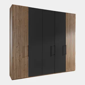 Lakewood - Hinged Wardrobe In Bianco Oak Finish & Graphite Doors