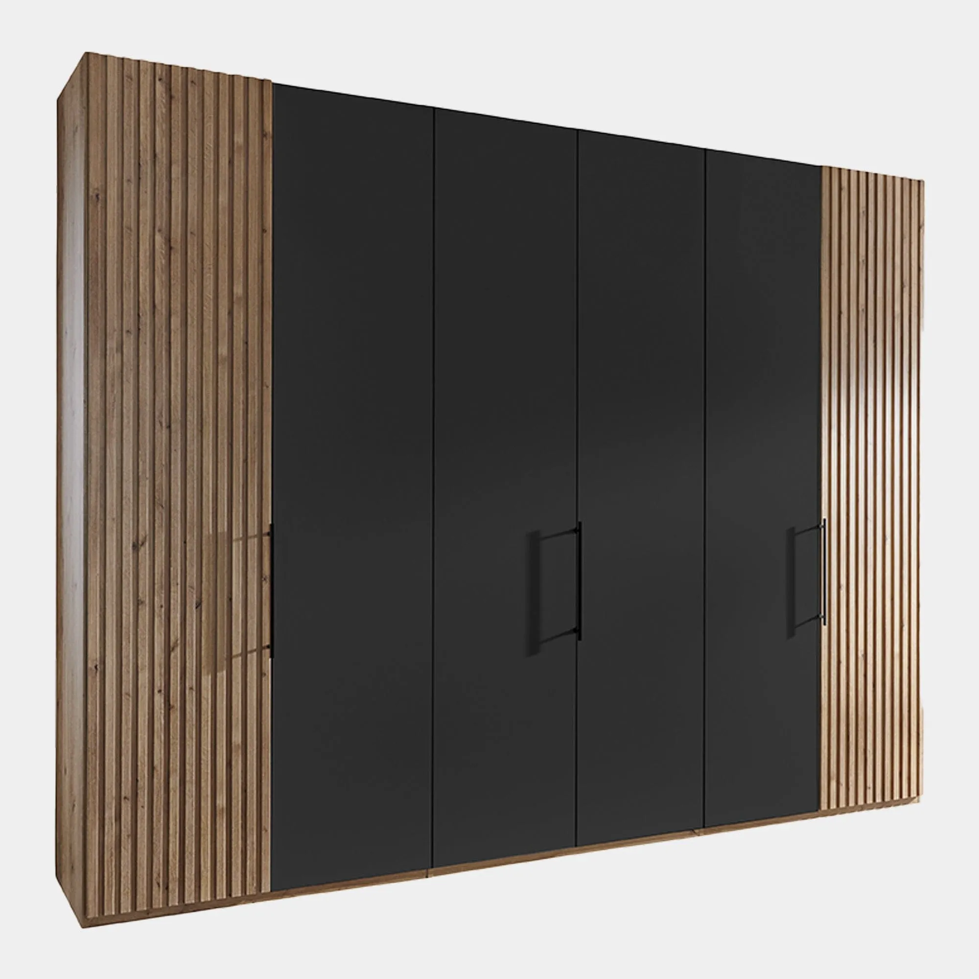 Lakewood - Hinged Wardrobe In Bianco Oak Finish & Graphite Doors