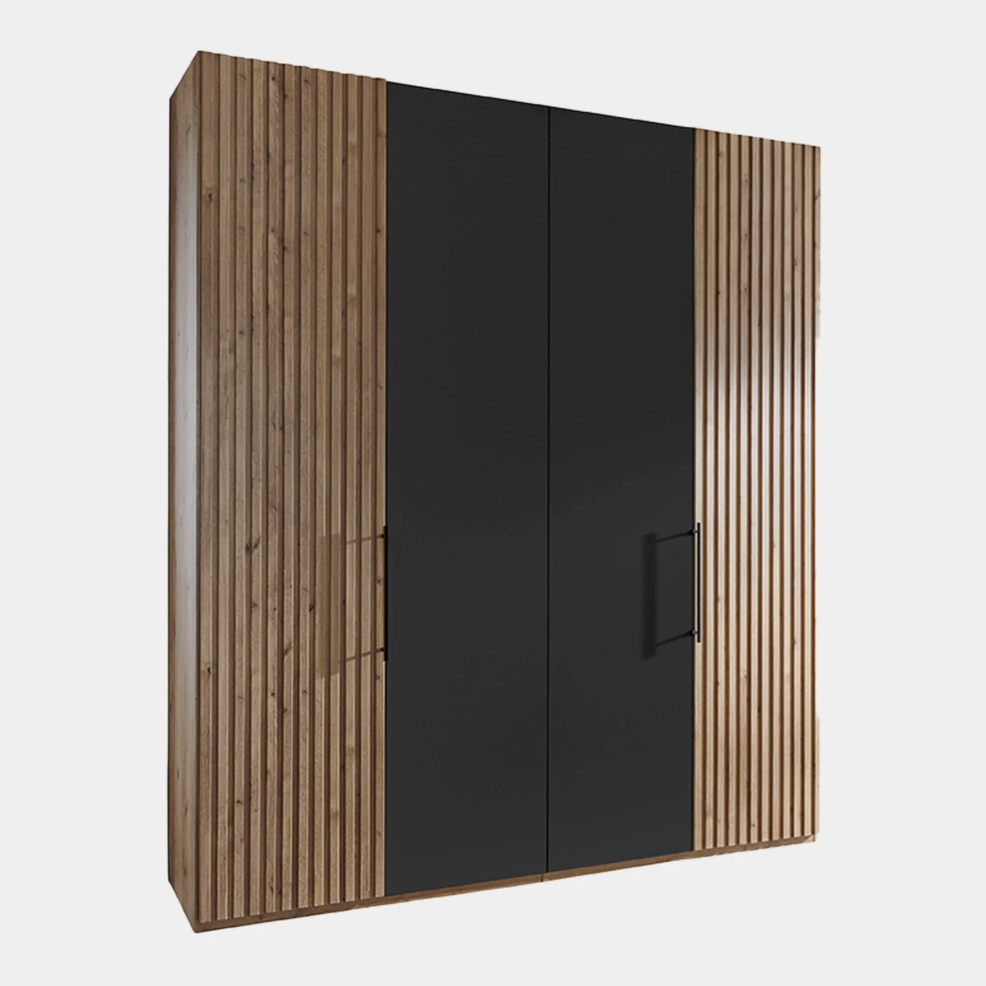 Lakewood - Hinged Wardrobe In Bianco Oak Finish & Graphite Doors