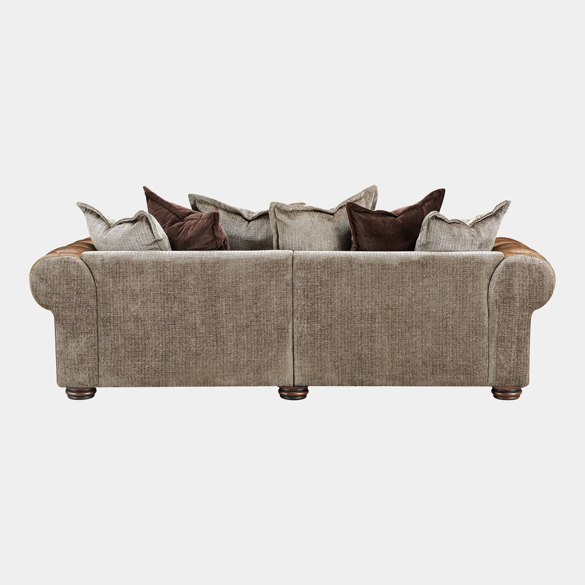Lancaster - 3.5 Seat Pillow Back Split Sofa In Fabric & Full Aniline Leather Mix