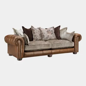 Lancaster - 3.5 Seat Pillow Back Split Sofa In Fabric & Full Aniline Leather Mix