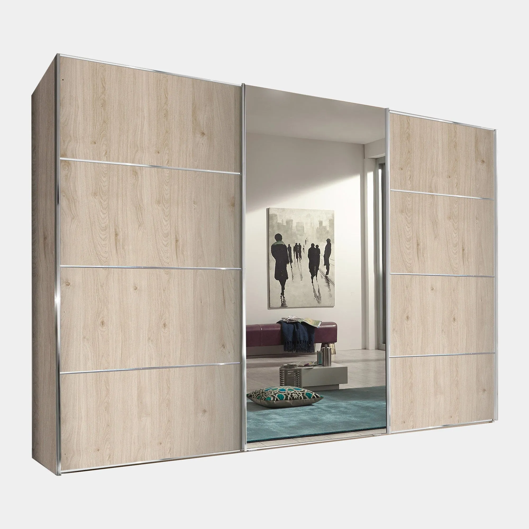 Lauderdale - Mirrored Wardrobe With Carcase Colour Front