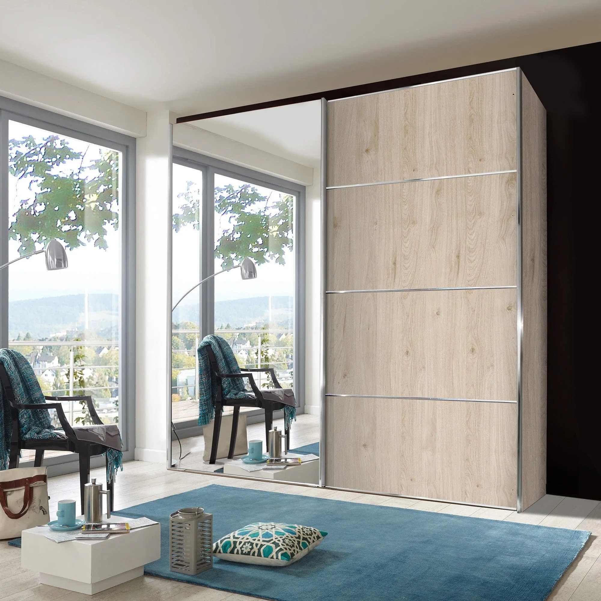 Lauderdale - Mirrored Wardrobe With Carcase Colour Front