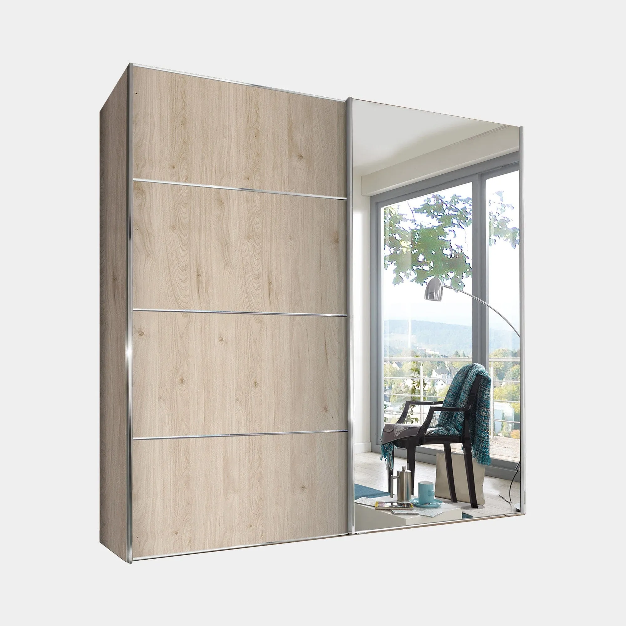 Lauderdale - Mirrored Wardrobe With Carcase Colour Front