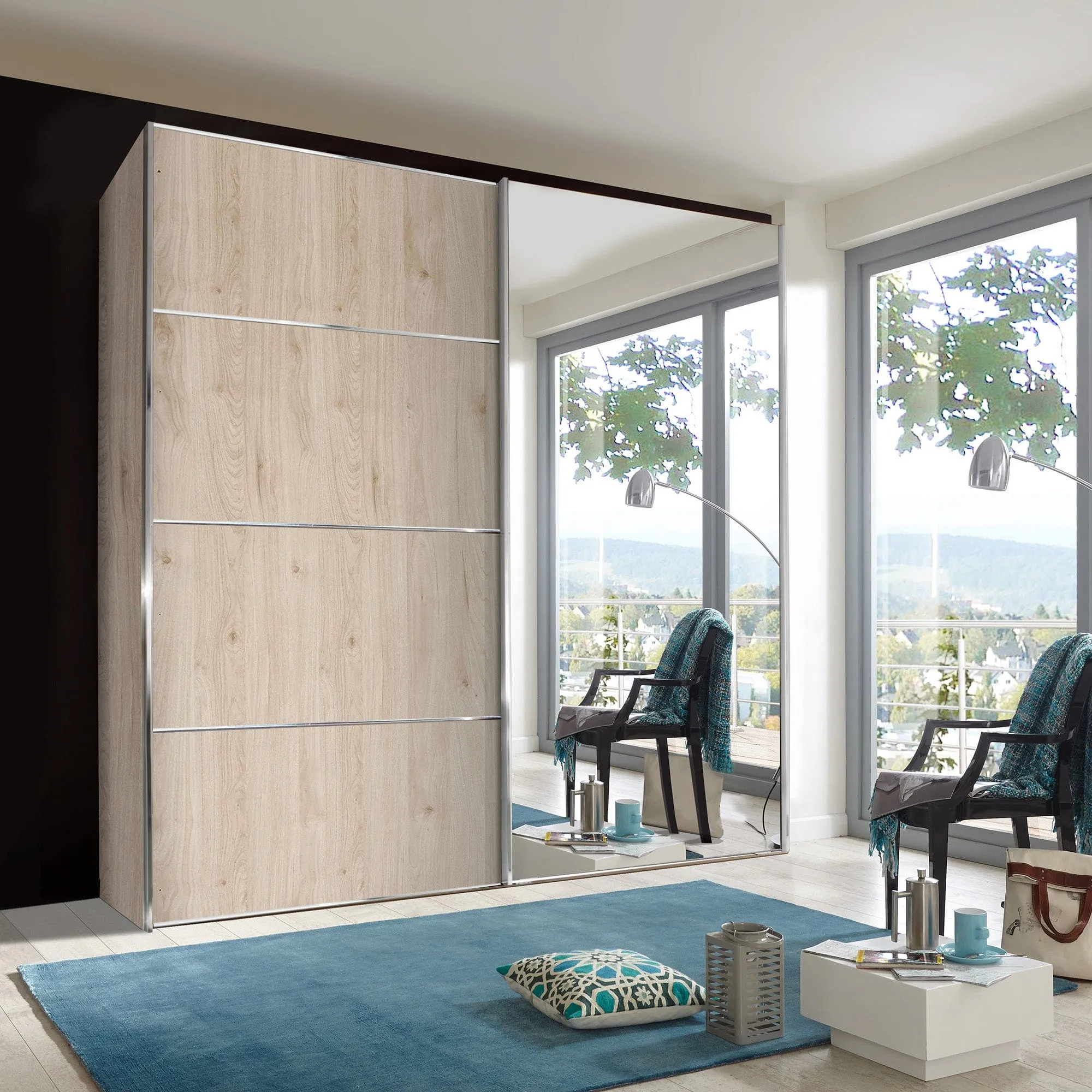 Lauderdale - Mirrored Wardrobe With Carcase Colour Front