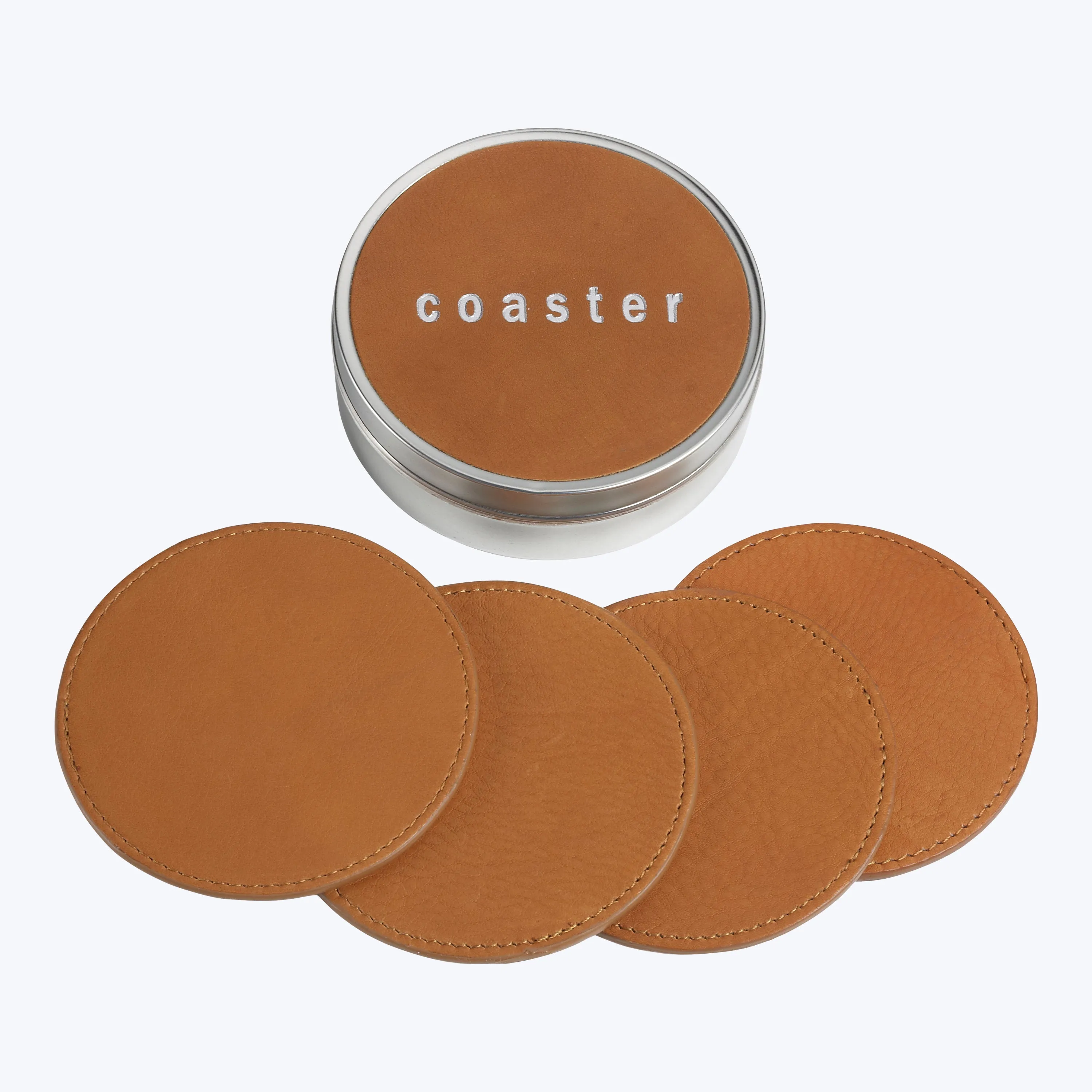 Leather Coasters with Tin Box