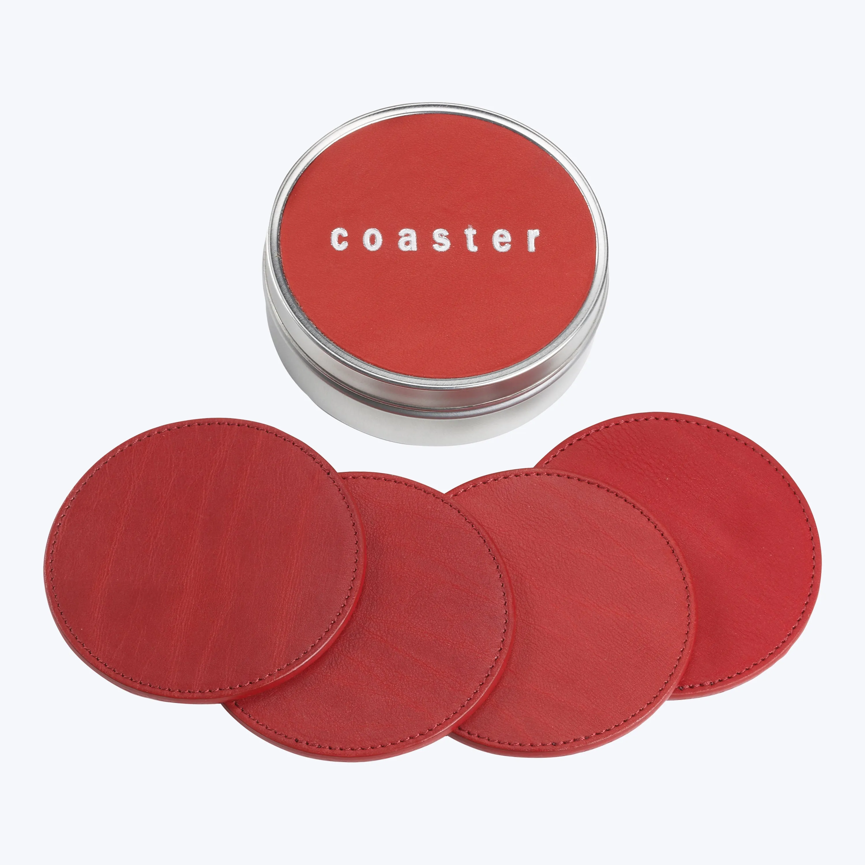 Leather Coasters with Tin Box