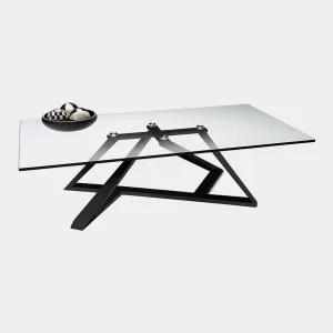 Leo - Coffee Table In Glass & Black Metal Frame