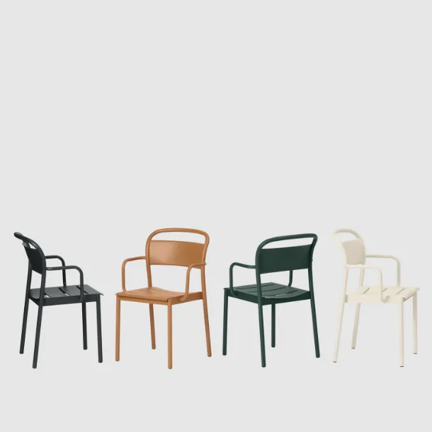 Linear Steel Arm Chairs, Burnt Orange