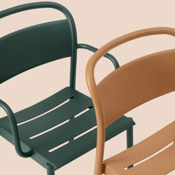 Linear Steel Arm Chairs, Burnt Orange