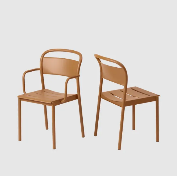 Linear Steel Arm Chairs, Burnt Orange