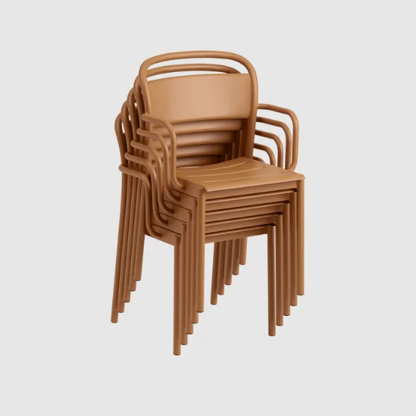 Linear Steel Arm Chairs, Burnt Orange