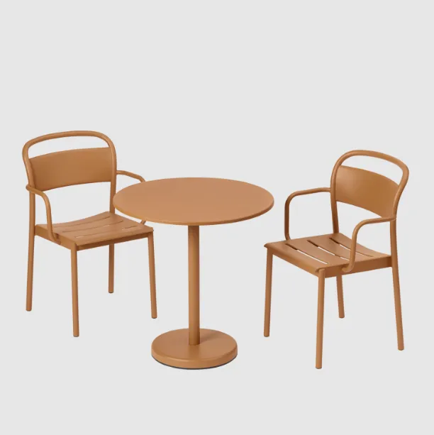 Linear Steel Arm Chairs, Burnt Orange
