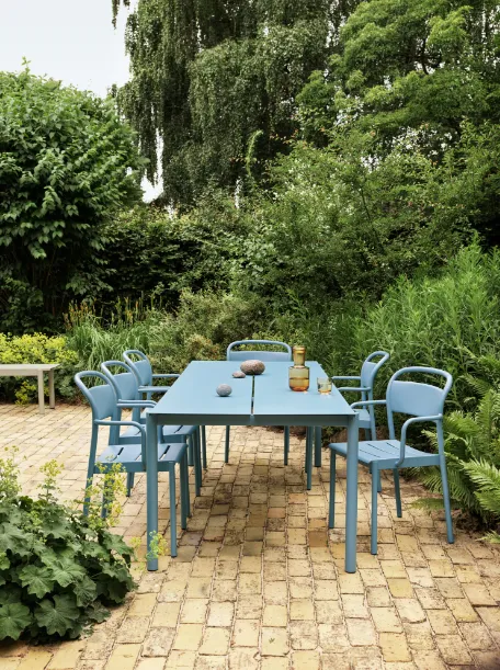 Linear Steel Arm Chairs,  Pale Blue