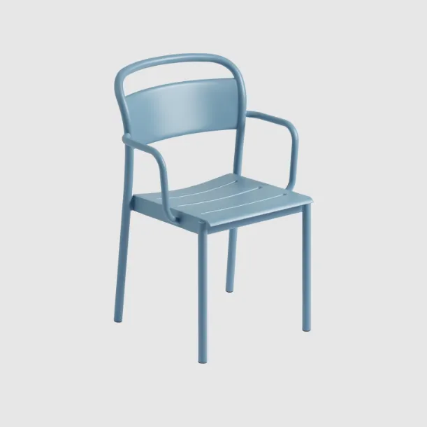 Linear Steel Arm Chairs,  Pale Blue