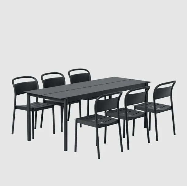 Linear Steel Side Chairs, Black
