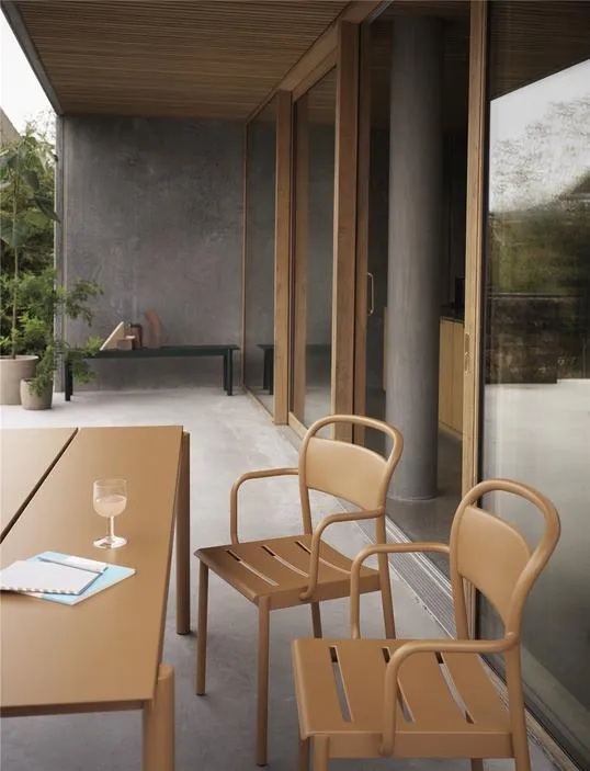 Linear Steel Side Chairs, Burnt Orange
