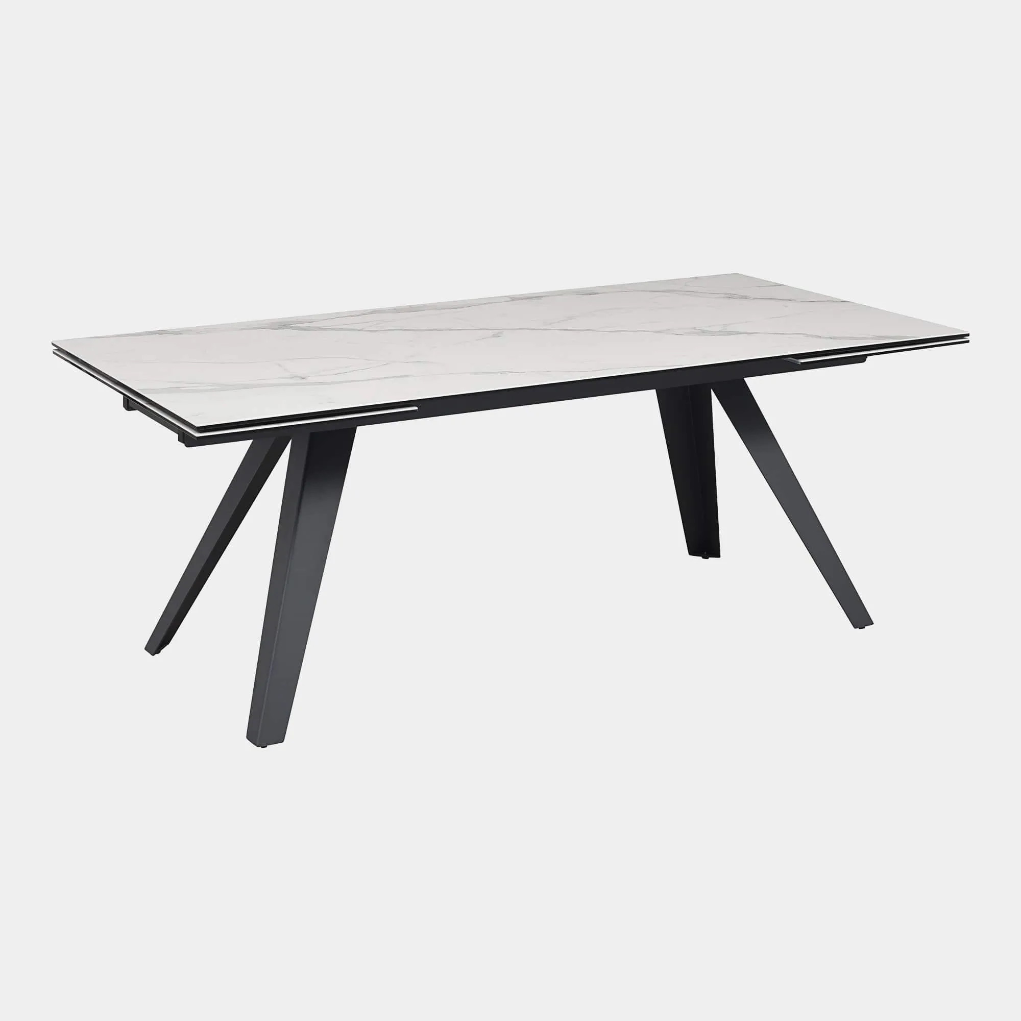 Lucio - 200cm Extending Dining Table With Matte White Ceramic Top