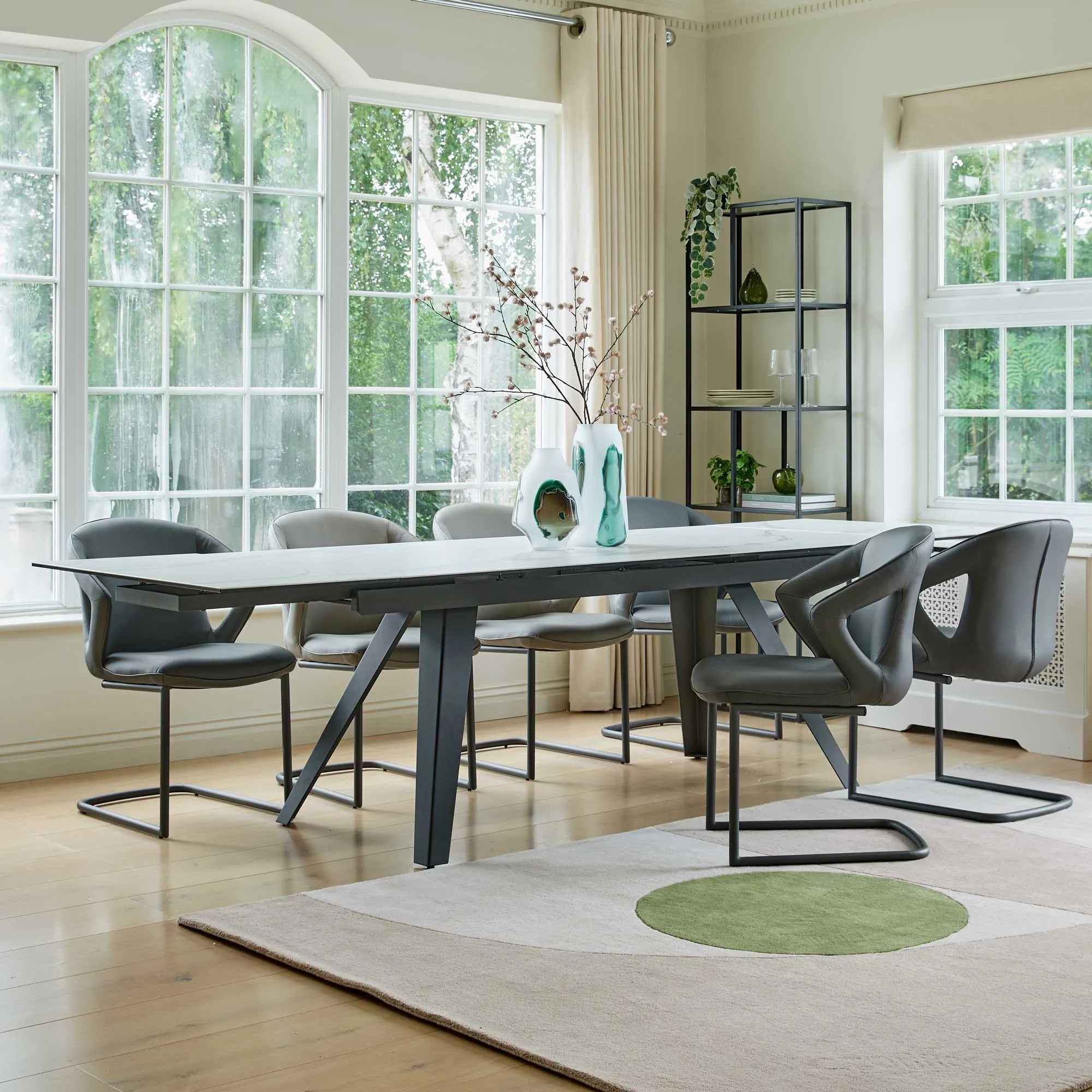 Lucio - 200cm Extending Dining Table With Matte White Ceramic Top