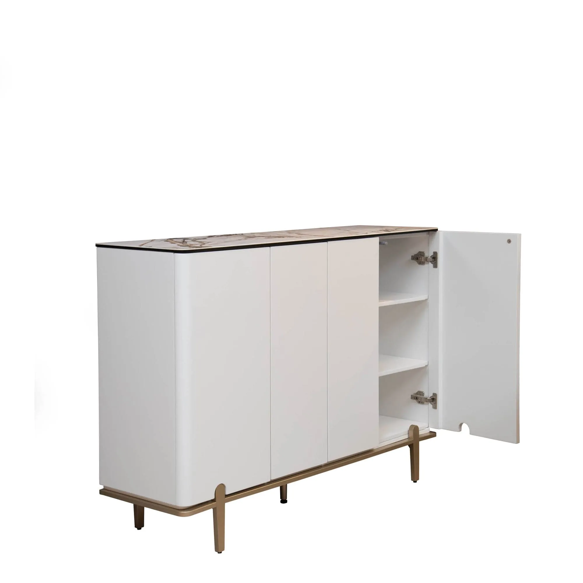 Majestic - 135cm 4 Door Sideboard With Matte White Ceramic Top