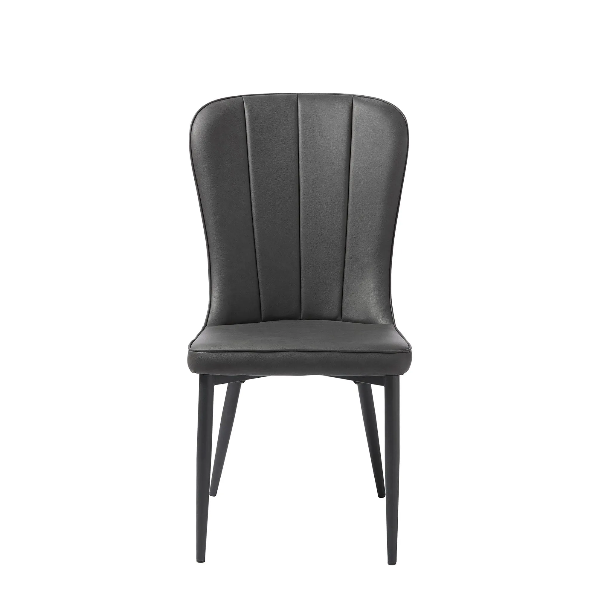 Mala - Dining Chair In Dark Grey Faux Leather