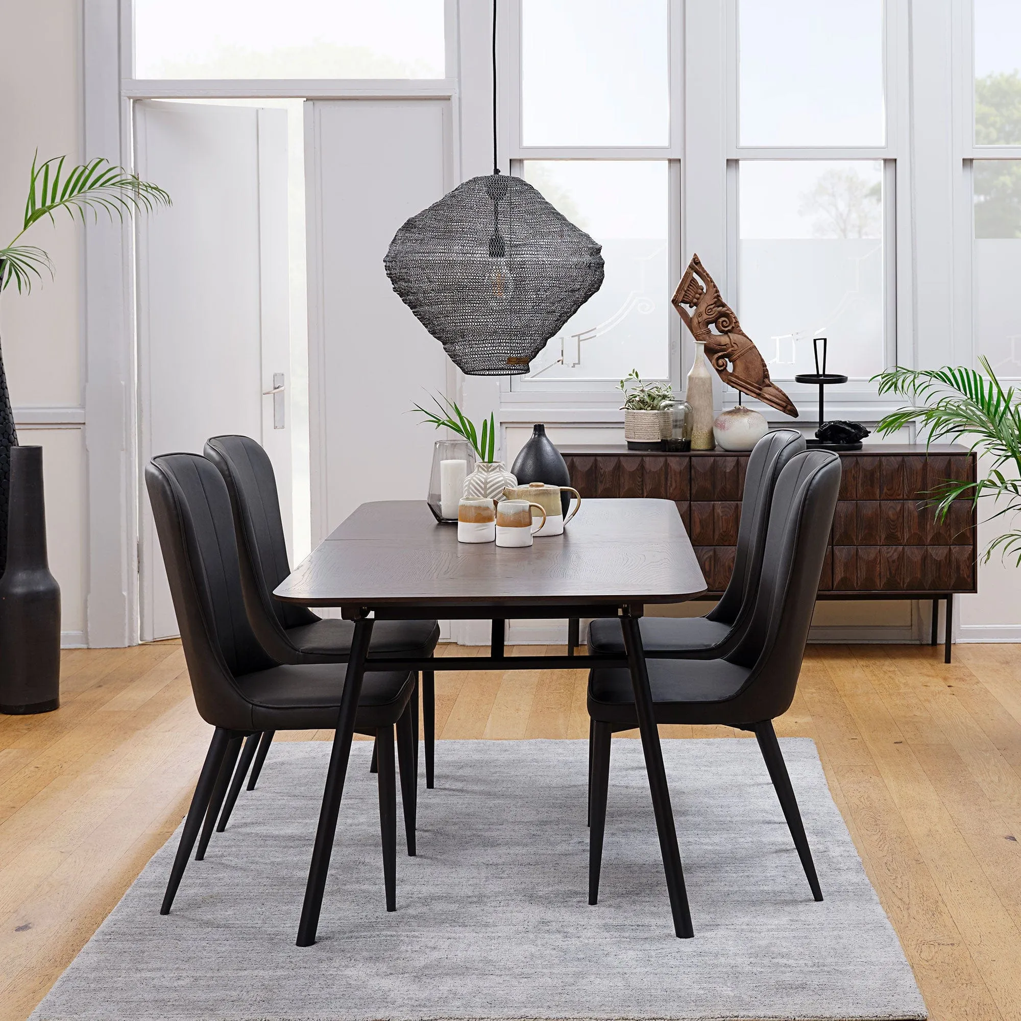 Mala - Dining Chair In Dark Grey Faux Leather