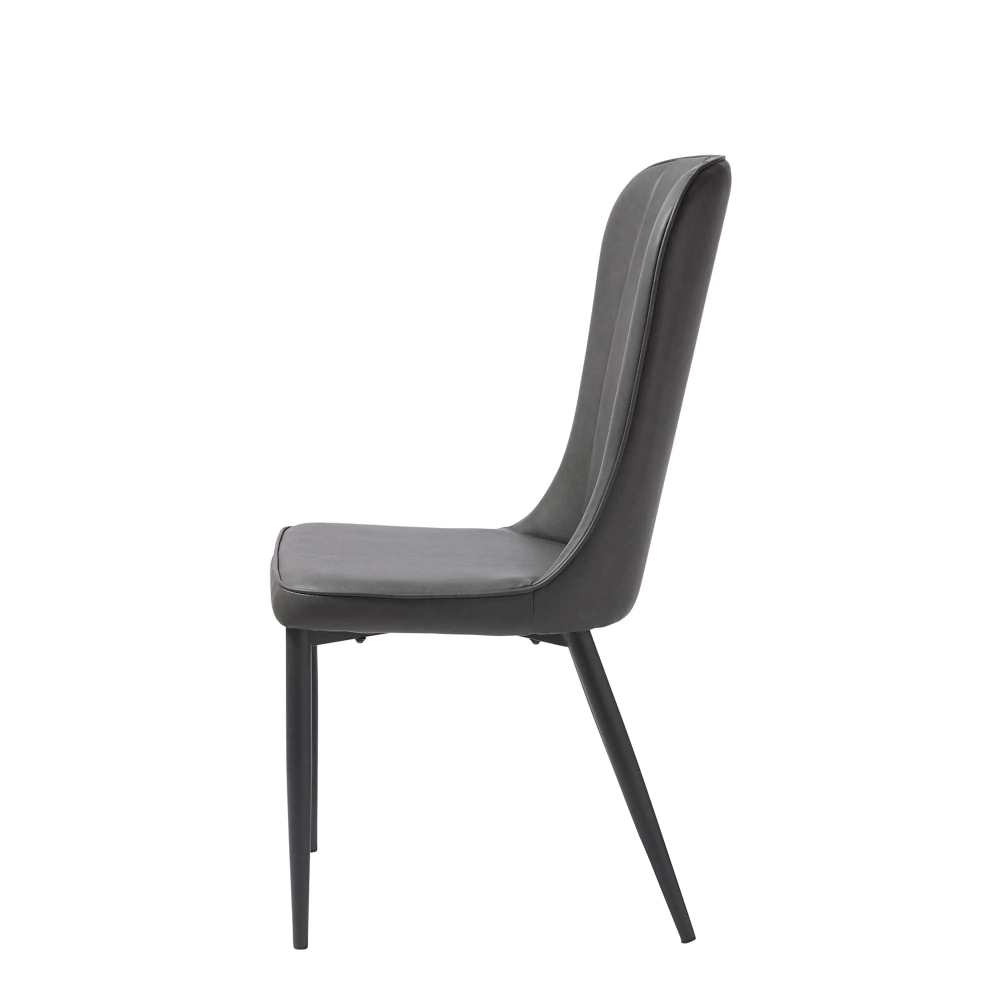 Mala - Dining Chair In Dark Grey Faux Leather