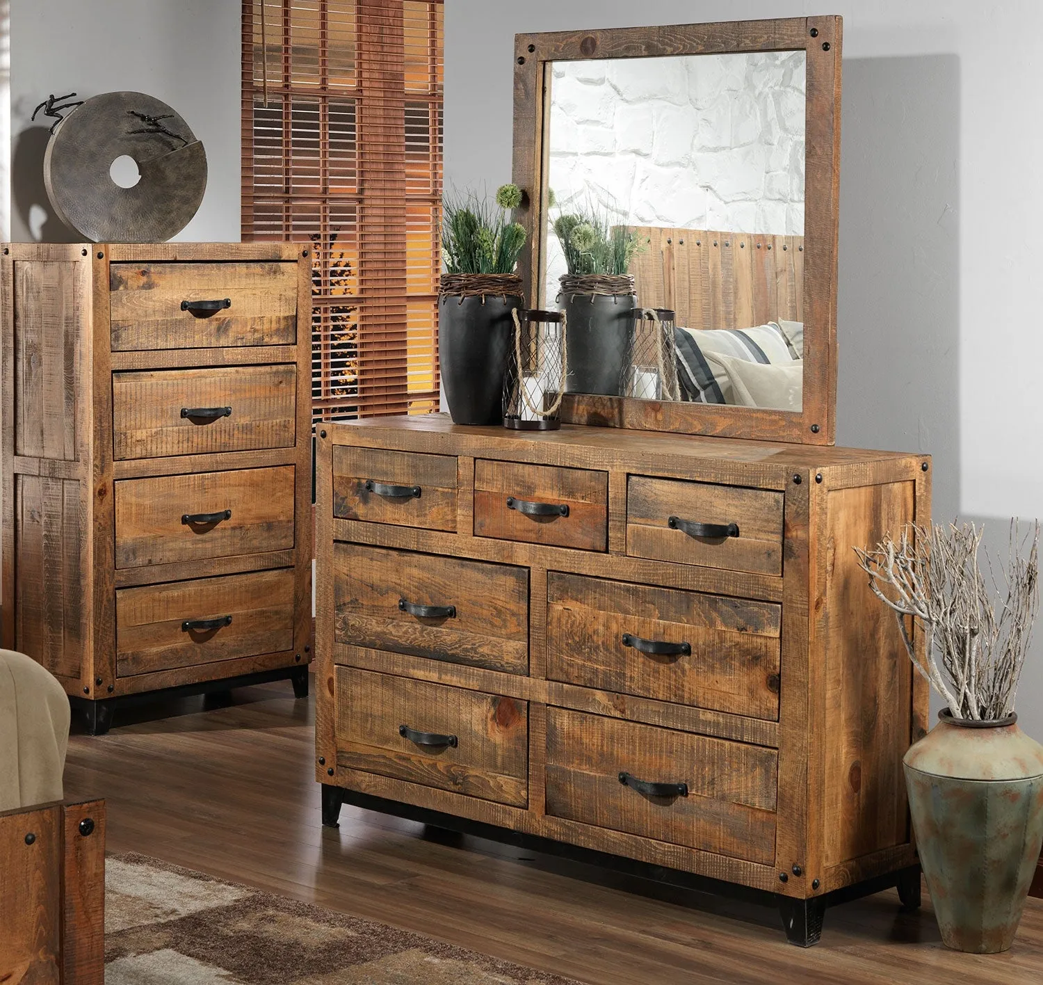 Maya Mirror - Rustic Pine