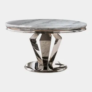 Missano - 130cm Round Dining Table In Grey Marble Effect