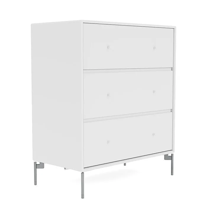 Montana Carry Dresser With Legs, Snow White/Matt Chrome