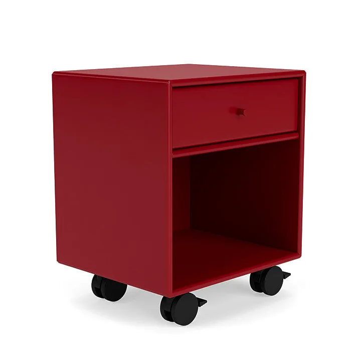 Montana Dream Nightstand With Castors, Beetroot Red