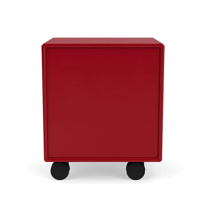 Montana Dream Nightstand With Castors, Beetroot Red