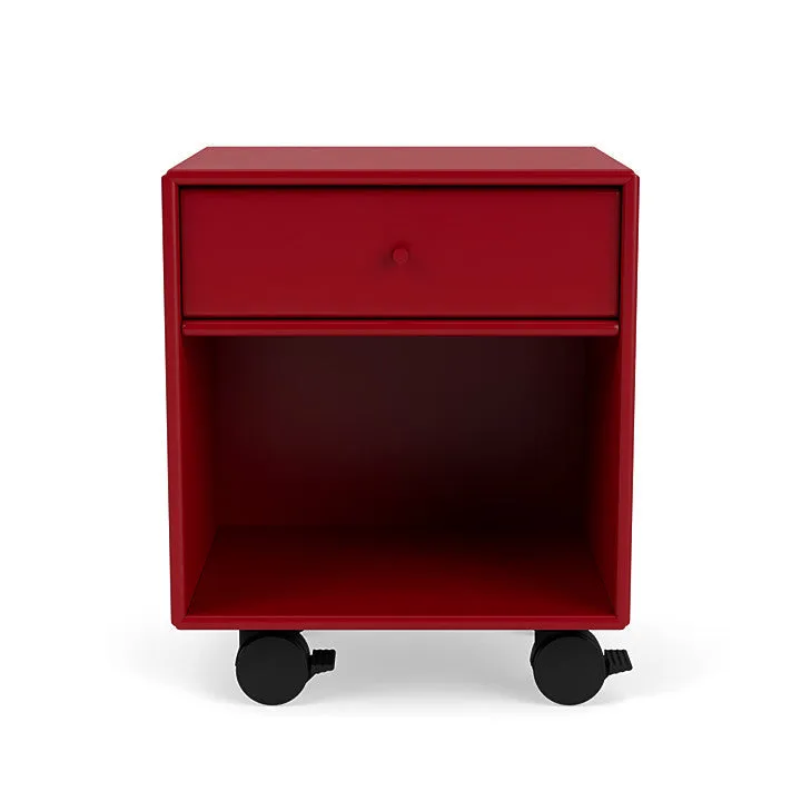Montana Dream Nightstand With Castors, Beetroot Red